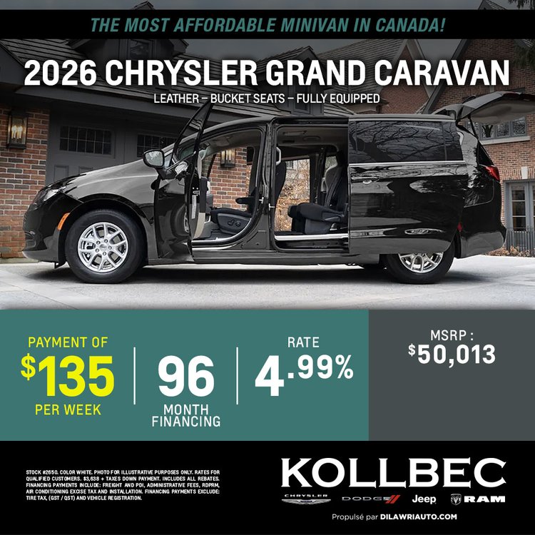 Kollbec promo mars CHRYSLER GRAND CARAVAN 2026 EN
