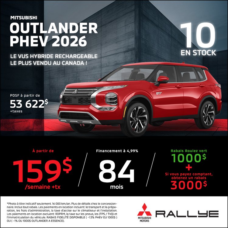 Rallye mitsubishi PROMO avril OUTLANDER PHEV 2026 FR