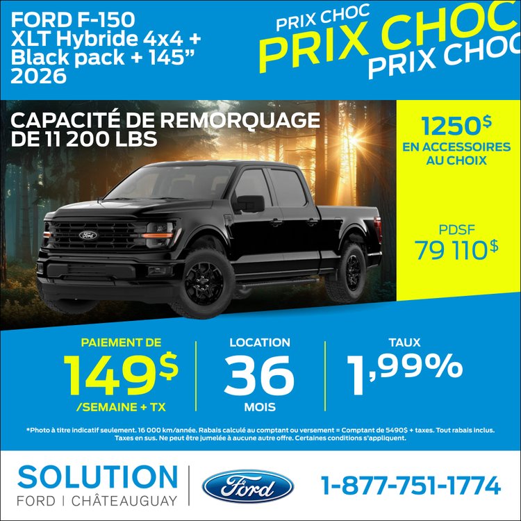Solution Ford promo mai F 150 XLT Hybride 2026 FR