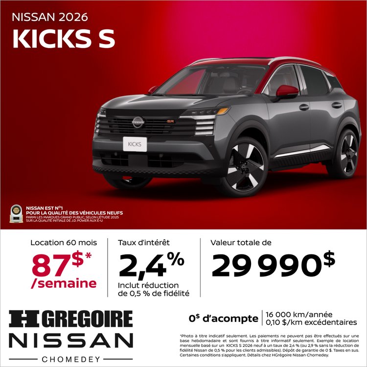 Nissan chomedey promo mai Kicks S FR