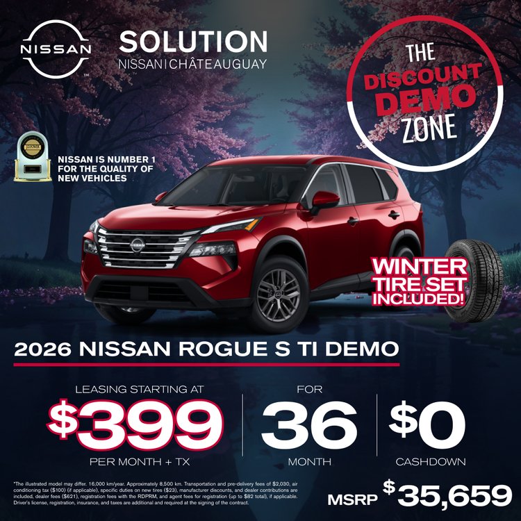 Solution nissan promo avril Rogue S TI 2026 EN
