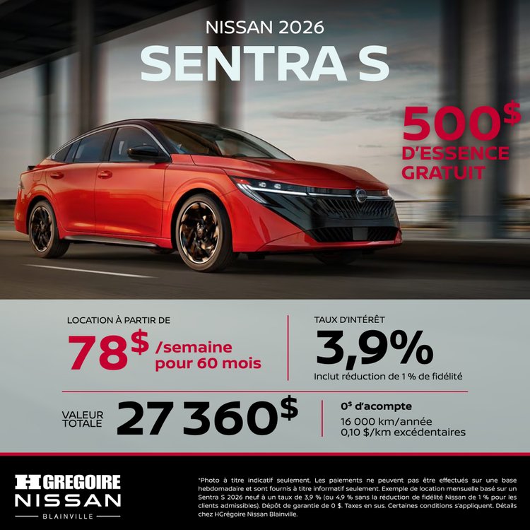 Nissan blainville promo mai Sentra S FR