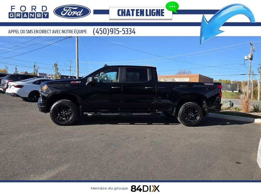 Chevrolet Silverado 1500 Custom Trail Boss crew 4RM 157 po 2023 Noir