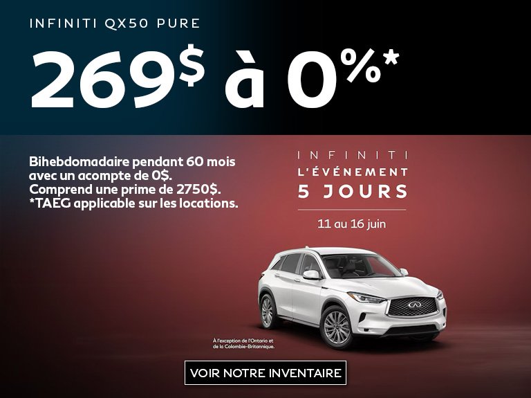 Infiniti accueil programme QX50 juin