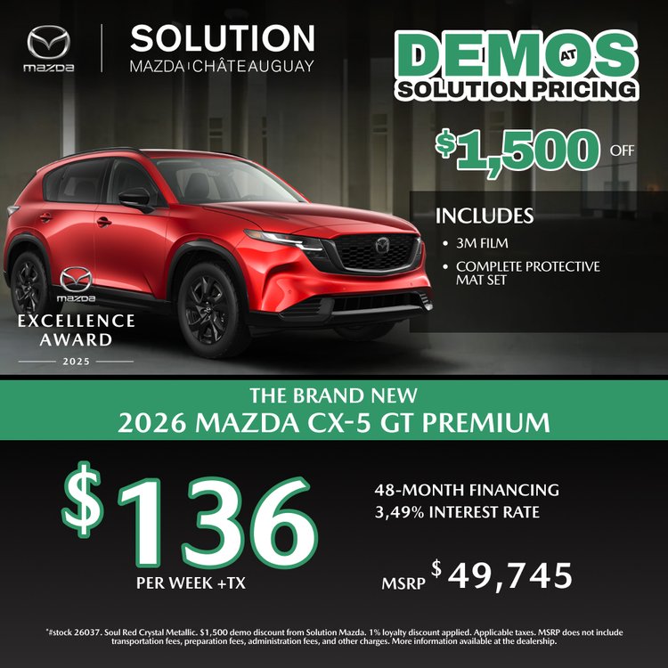 Solution mazda promo mai CX 5 GT Premium 2026 EN