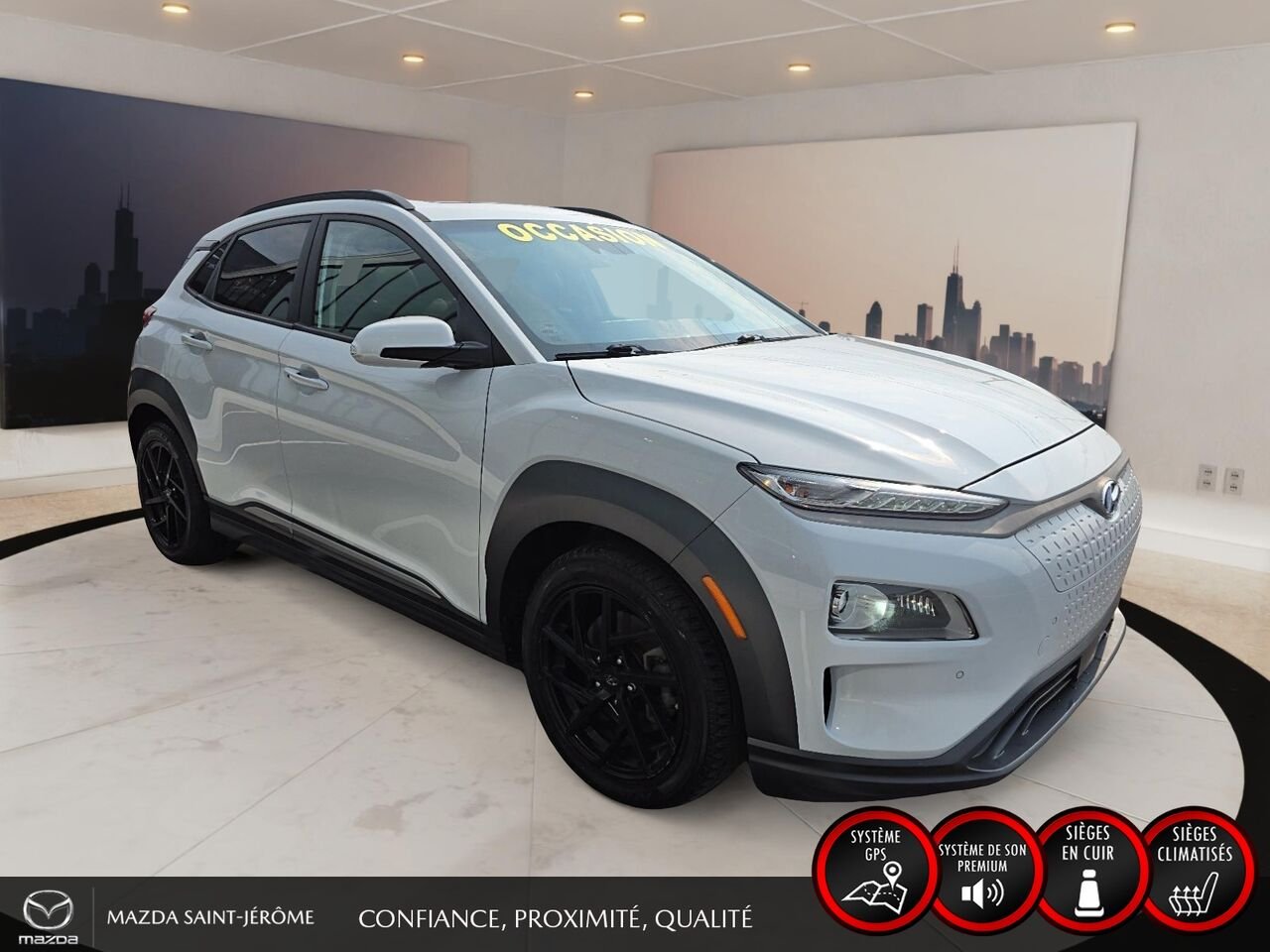 Hyundai Kona électrique Ultimate | TOIT OUVRANT | CUIR | 2021 Blanc Saint-Jérôme - photo #3