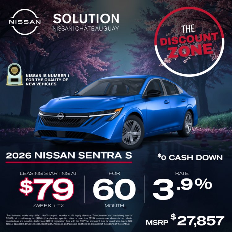 Solution nissan promo avril Sentra S 2026 EN