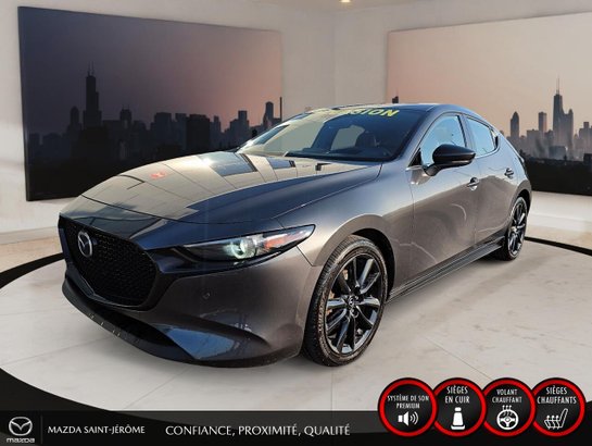 2023 Mazda Mazda3 Sport GT avec moteur turbo | TOIT OUVRANT | CUIR ROUGE | AWD | Grey