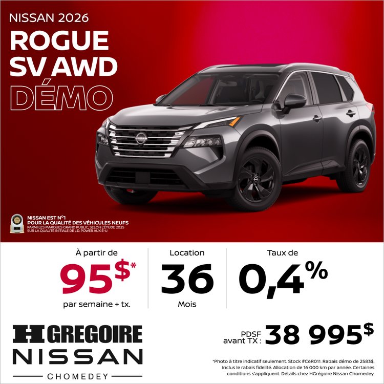 Nissan chomedey promo avril Rogue SV AWD FR