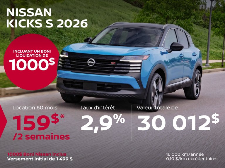 Nissan vimont Accueil juillet Kicks S 2026