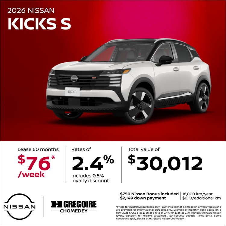 Nissan chomedey promo juillet Kicks S EN