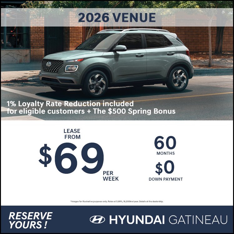 Hyundai gatineau promo VENUE 2026 mai EN