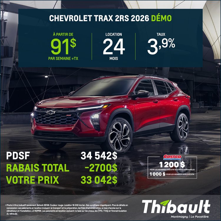 Thibault gm montmagny promo mai CHEVROLET TRAX 2RS 2026