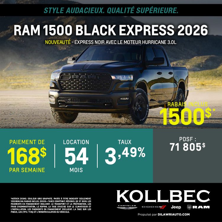 Kollbec promo mai RAM 1500 BLACK EXPRESS 2025 FR