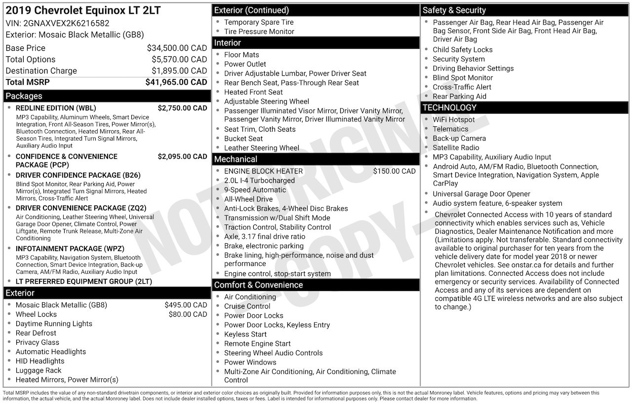2019 Chevrolet Equinox REDLINE EDITION AWD 2LT Black Laval - photo #1