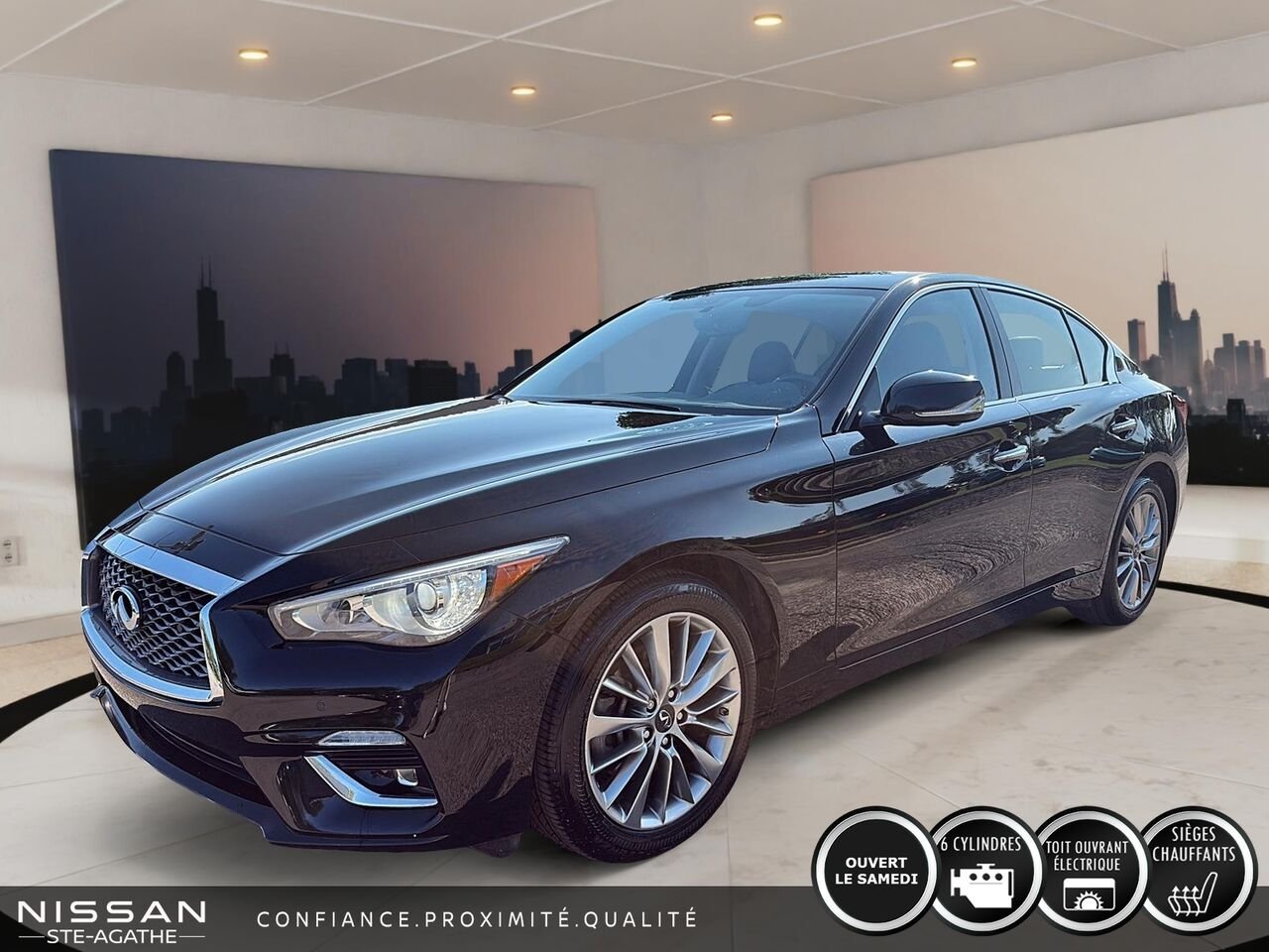 INFINITI Q50 LUXE| TOIT| AWD| CARPLAY 2024 Noir Saint-Jérôme - photo #0