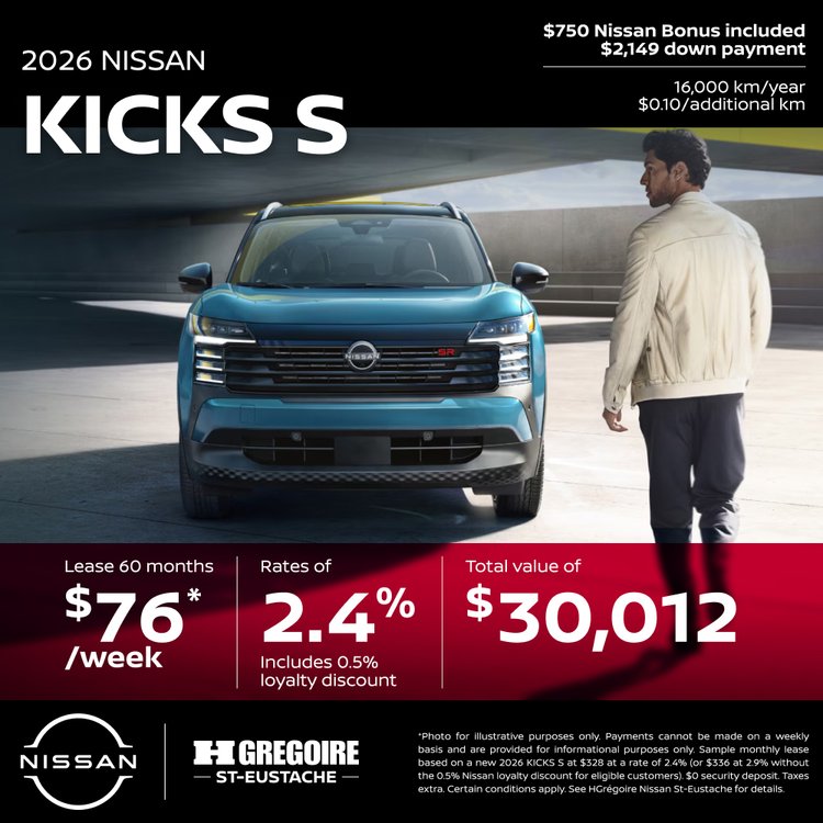 Nissan st eustache promo juillet KICKS S EN